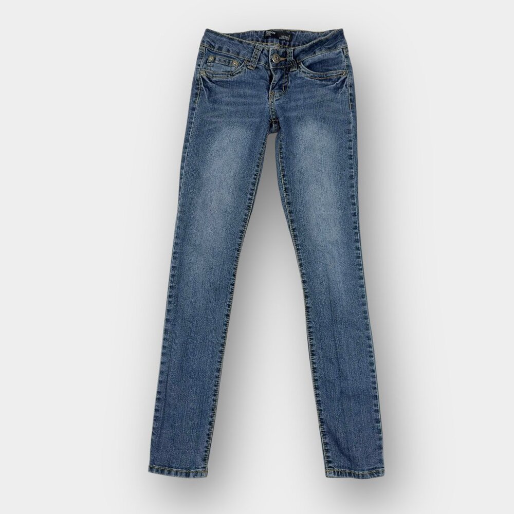 Bongo Women's London Low Rise Skinny Jeans 0 Medium Wash‎ Zip Fly